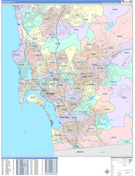 San Diego Map Color Cast Style